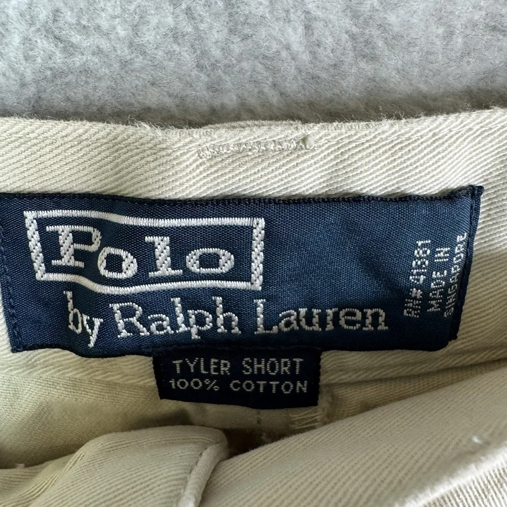 Vintage Polo Ralph Lauren Tyler Shorts Khaki Tan Chino Pleated Men's 40 Preppy
